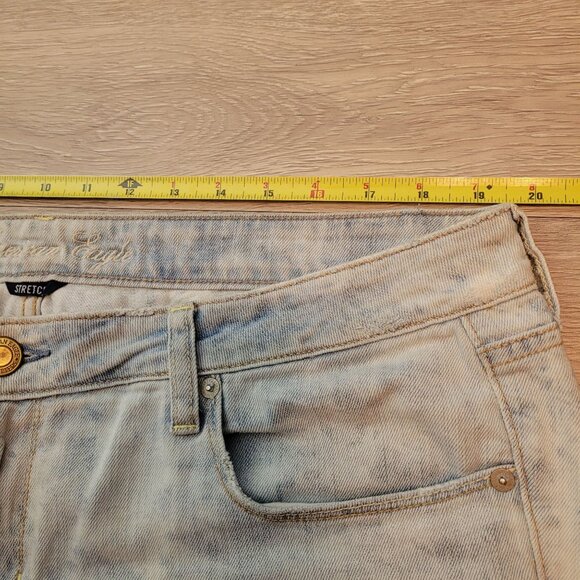 American Eagle Jeans 18 L Skinny Bleach Wash Mid Rise Ripped Denim - Picture 6 of 11